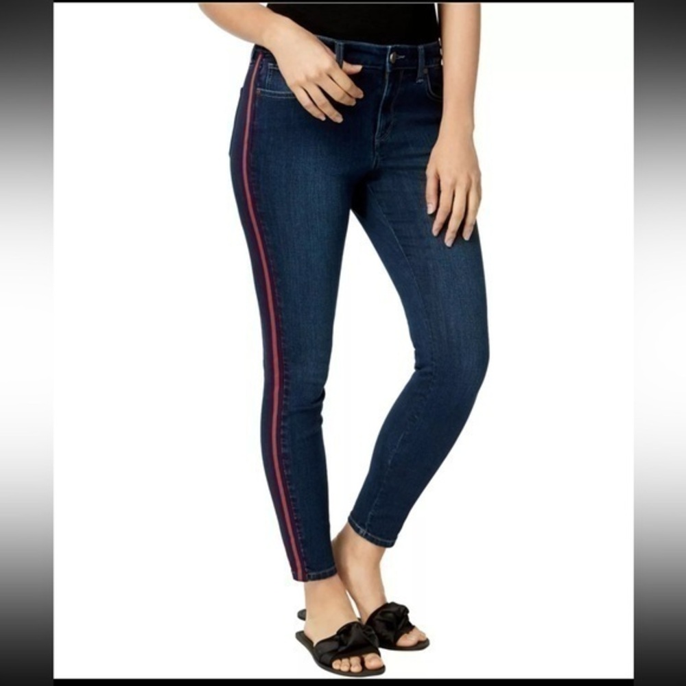 UEC Maison Jules Womens Racer-Stripe Skinny Fit Jeans Size 10/30